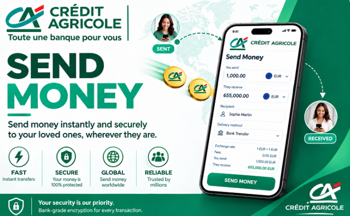 Envoi d’argent instantané Crédit Agricole